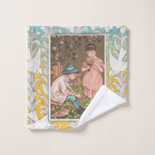 Vintage VIctorian Era Valentine's Day Card, 1876 Wash Cloth