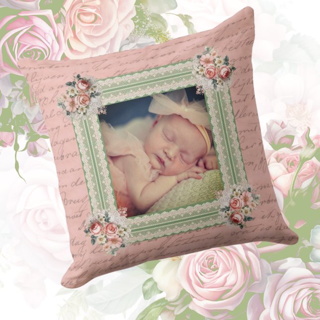 Vintage Victorian Faded Damask Photo  Cushion (Victorian style sweetness for the little one!)