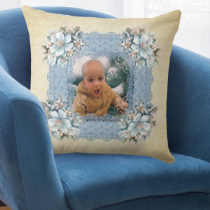 Vintage Victorian Faded Letters Photo Memory Cushion