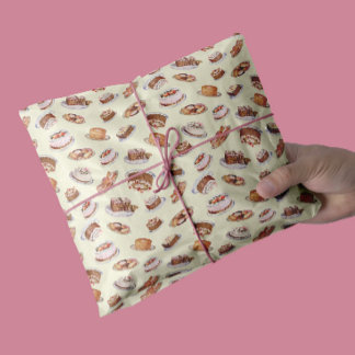 Vintage Victorian Fancy Cakes And Sweets Pattern Tissue Paper