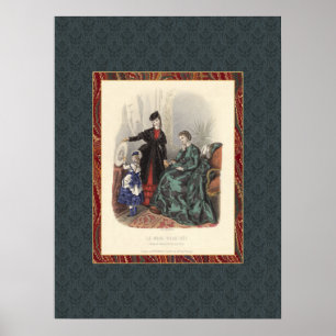 Vintage Victorian Fashion Beauties Antique Print