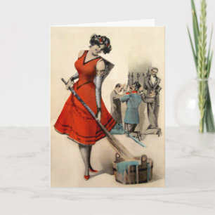Vintage Victorian Female Krampus Christmas Card
