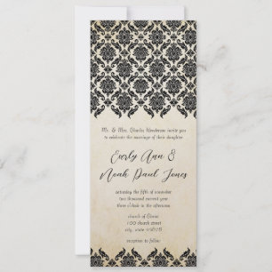 Vintage Victorian Floral Damask Wedding Invitation