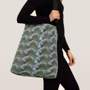 Vintage Victorian Floral Fan Crossbody Bag