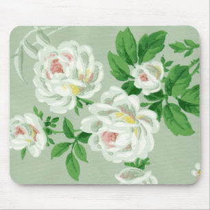 Vintage Victorian Floral Green Wallpaper Mousepad