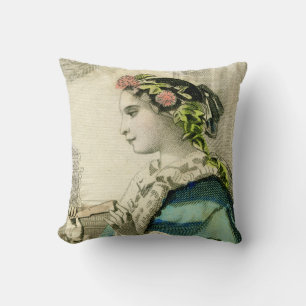 Vintage Victorian Floral Head Wreath Pillow