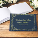Vintage Victorian Floral Navy Blue Gold Wedding Guest Book<br><div class="desc">Capture memories in timeless elegance with our Vintage Victorian Floral Wedding Foil Guest Book. Featuring intricate floral designs and luxurious foil accents, this guest book exudes classic charm and sophistication. Perfect for preserving heartfelt messages from your loved ones, it blends old-world beauty with modern craftsmanship. The high-quality materials and refined...</div>