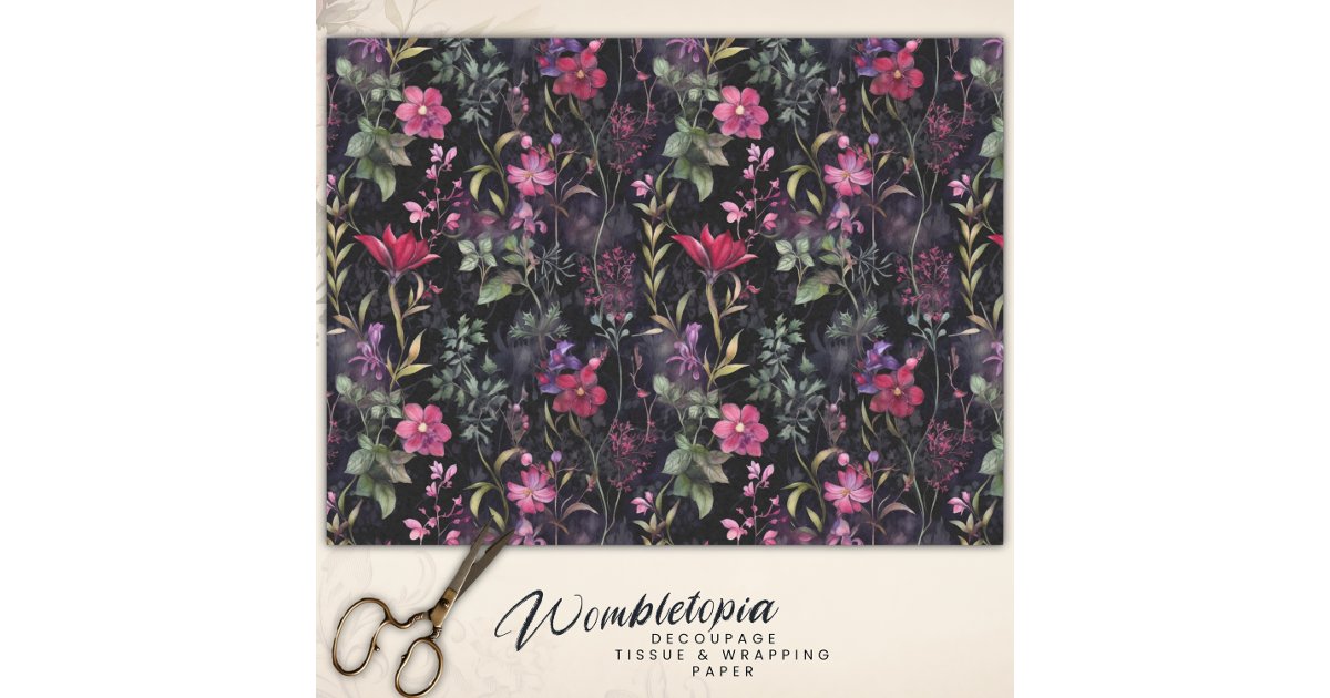 Vintage Victorian Floral Pink Purple Decoupage Tissue Paper Zazzle