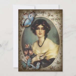 vintage victorian floral retro paris woman invitation