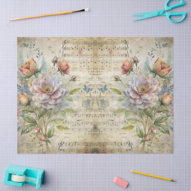 Vintage Victorian Floral Sheet Music Design (Craft)