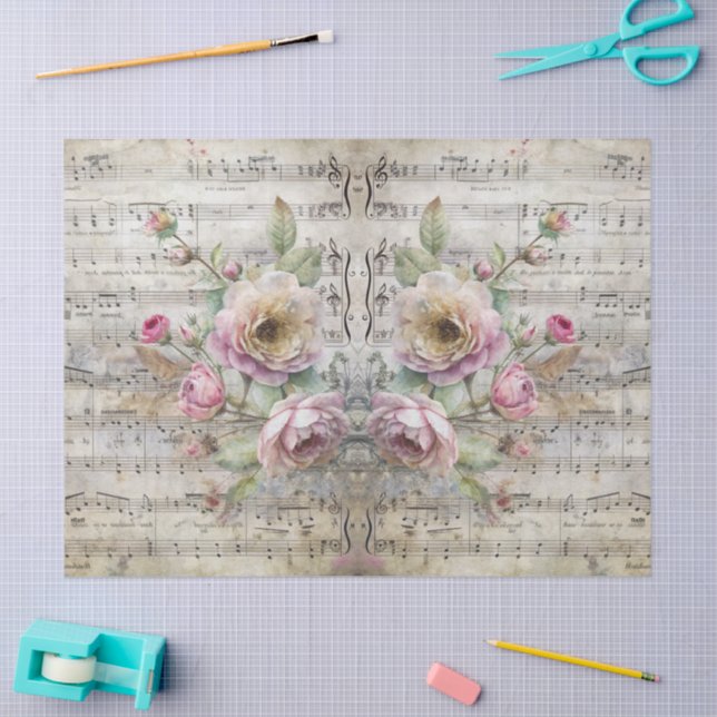 Vintage Victorian Floral Sheet Music Design (Craft)