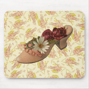 Vintage Victorian Floral Shoe Mouse Pad