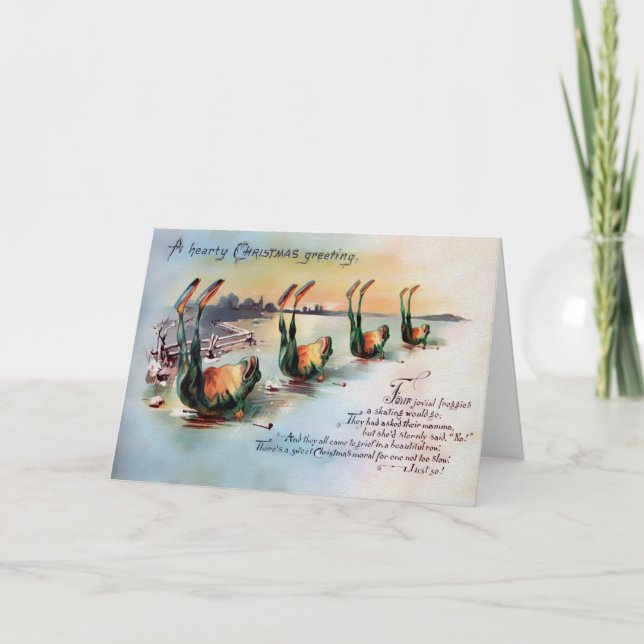 Vintage Victorian Frogs Christmas Card (Front)