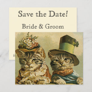 Vintage Victorian Funny Cats in Hats Save the Date