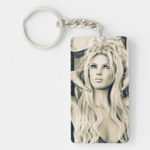 Vintage Victorian Glamour Portrait Art Key Ring