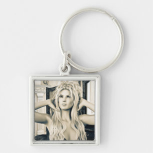 Vintage Victorian Glamour Portrait Art Key Ring