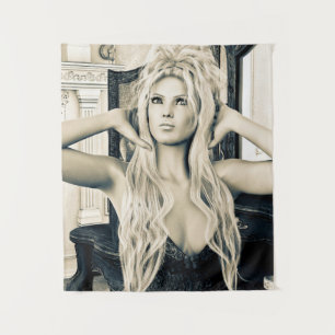 Vintage Victorian Glamour Portrait Art Tapestry