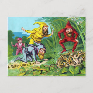 Vintage Victorian Gnomes Christmas Postcard