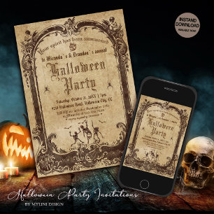 Vintage Victorian Gothic Halloween Invitation