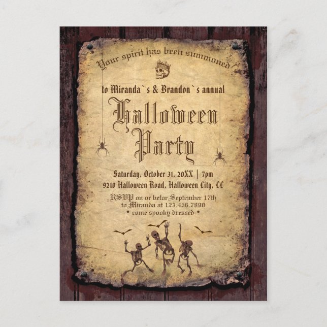 Vintage Victorian Gothic Halloween Party Postcard (Front)