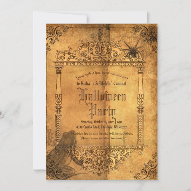 Vintage Victorian Gothic Witch Halloween Party Invitation (Front)