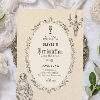 Vintage victorian graduation invitation