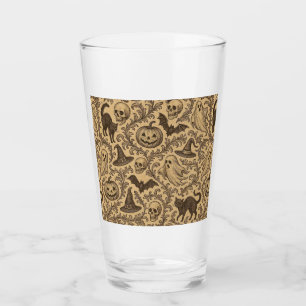 Vintage Victorian Halloween pattern with ghosts Glass