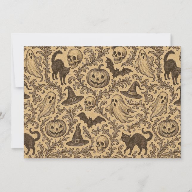 Vintage Victorian Halloween pattern with ghosts  Invitation (Front)