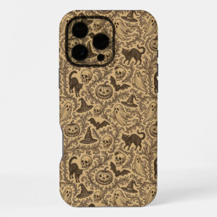 Vintage Victorian Halloween pattern with ghosts iPhone 16 Pro Max Case