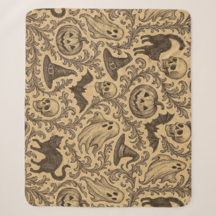 Vintage Victorian Halloween pattern with ghosts Sherpa Blanket