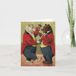 Vintage Victorian Happy, Gay, Dancing Bears Card