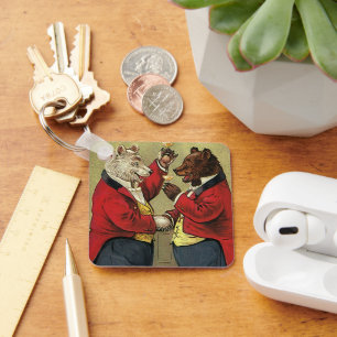 Vintage Victorian Happy, Gay, Dancing Bears Key Ring