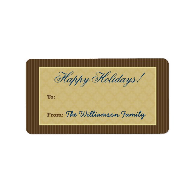 Vintage Victorian Holiday Gift Tag (chocolate) (Front)