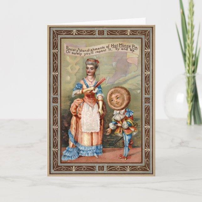 Vintage Victorian Hot Mince Pie Christmas Card (Front)