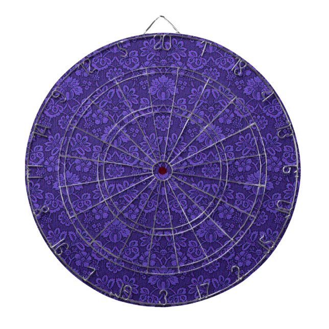 Vintage Victorian Indigo Damask Paisley Floral Dartboard (Front)