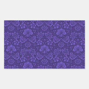 Vintage Victorian Indigo Damask Paisley Floral Rectangular Sticker