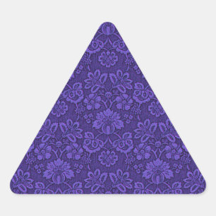 Vintage Victorian Indigo Damask Paisley Floral Triangle Sticker