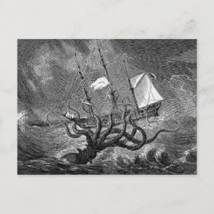 Vintage Victorian Kraken Postcard