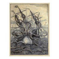 Vintage Victorian Kraken Poster