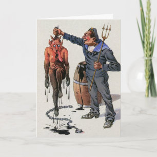 Vintage Victorian Krampus Christmas Card