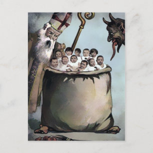 Vintage Victorian Krampus Christmas Postcard