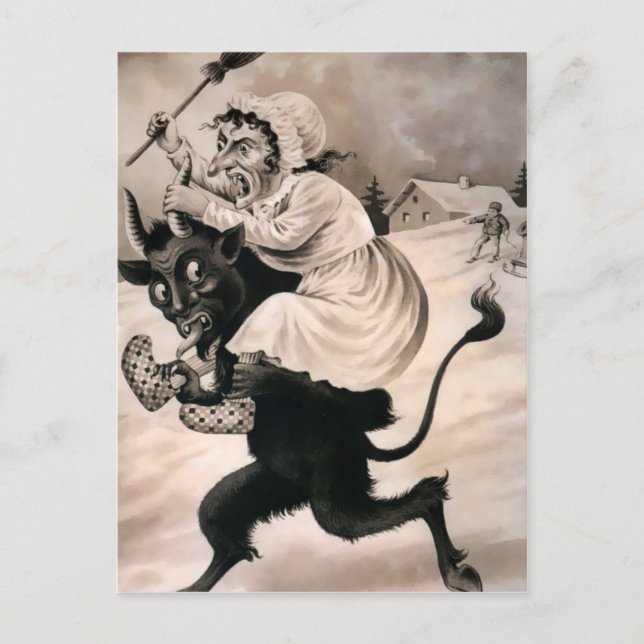 Vintage Victorian Krampus Postcard (Front)