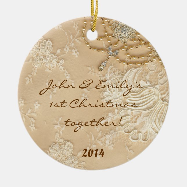 Vintage Victorian Lace Personalised Name Ornament (Front)