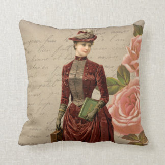 Vintage Victorian Lady Decorative Pillow