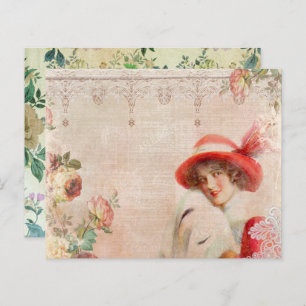 Vintage Victorian Lady Decoupage Scrapbook Paper