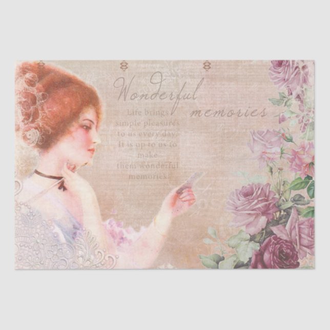 Vintage Victorian Lady Decoupage Tissue Paper (Front)