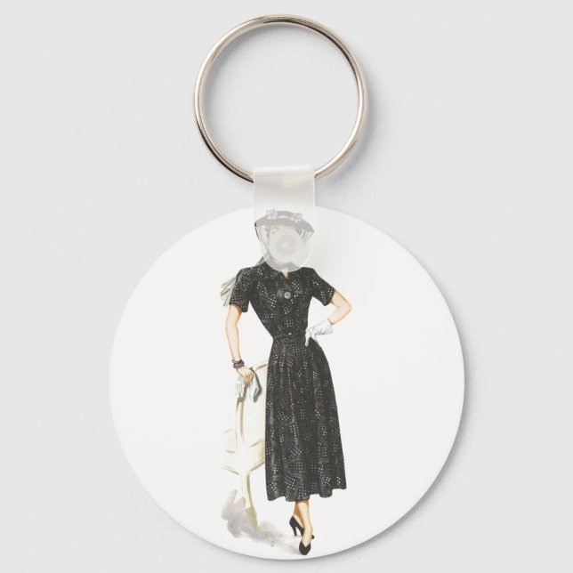 Vintage Victorian Lady Elegant Retro Fashion Key Ring (Front)