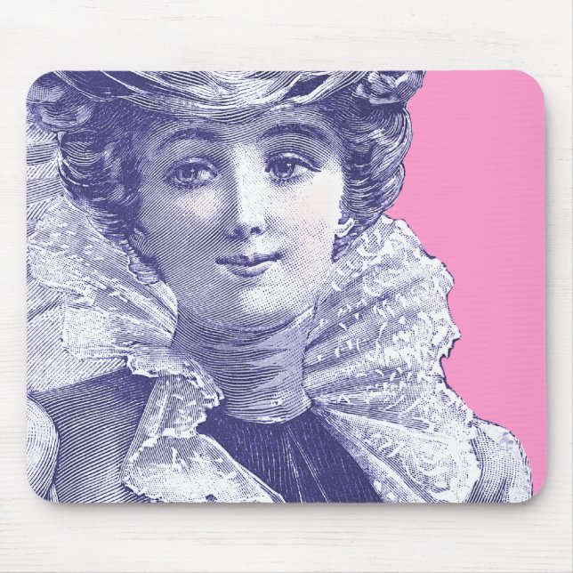 Vintage Victorian Lady Pink & Purple Mousepad (Front)