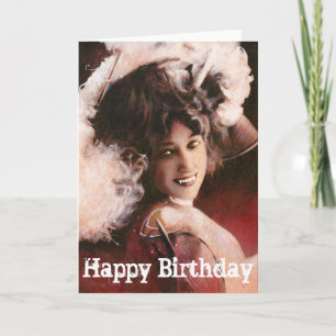 Vintage Victorian Lady Vampire Birthday Card