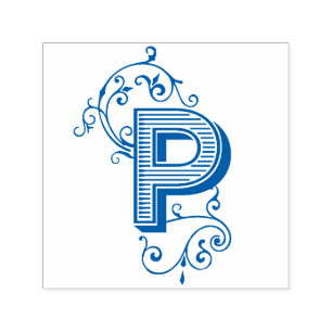 Vintage Victorian Letter P Monogram Flourishes Self-inking Stamp